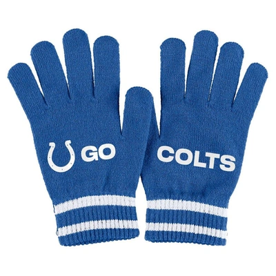 Shop Wear By Erin Andrews Royal Indianapolis Colts Double Jacquard Cuffed Knit Hat With Pom And Gloves S