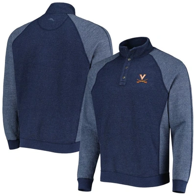 Shop Tommy Bahama Navy Virginia Cavaliers Sport Scrimmage Snap Mock Neck Raglan Button-up Jacket