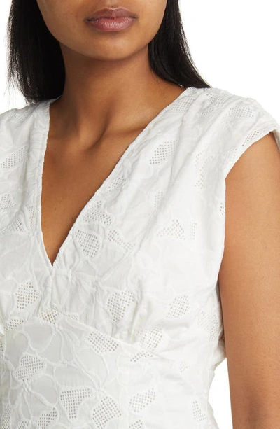 Shop Hugo Boss Dipata Embroidered Cotton Blend Dress In Soft Cream Fantasy