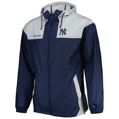 Shop Columbia Navy/gray New York Yankees Omni-shade Flash Forward Challenger Full-zip Windbreaker Jacket