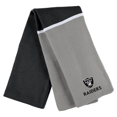 Shop Wear By Erin Andrews Black Las Vegas Raiders Colorblock Cuffed Knit Hat With Pom And Scarf Set