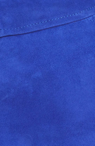 Shop Mowalola Cutout Suede Micro Miniskirt In Blue Cc