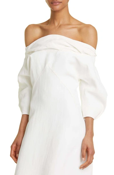 Shop Jil Sander Twisted Cowl Neck Cocoon Sleeve Minidress In 100 - Optic White