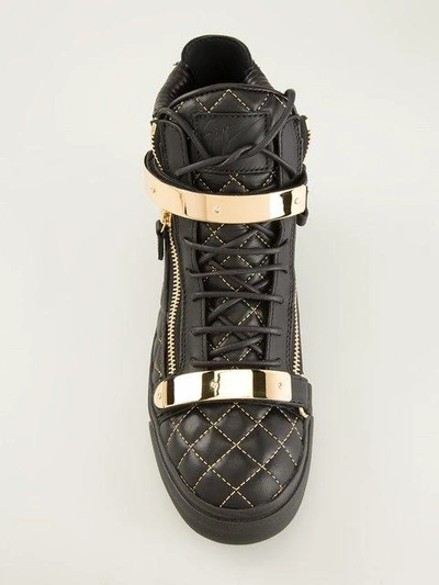 Shop Giuseppe Zanotti Quilted Hi-top Sneakers