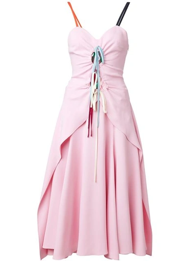 Rosie Assoulin Holy Moley Cut-out Cady Midi Dress In Pink