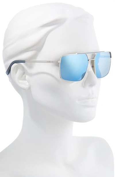 Hurley Explorer 58mm Polarized Navigator Sunglasses In Silver/ Smoke Base