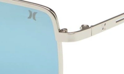 Shop Hurley Explorer 58mm Polarized Navigator Sunglasses In Silver/ Smoke Base