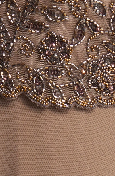Pisarro Nights Beaded Bodice A-line Gown In Mocha