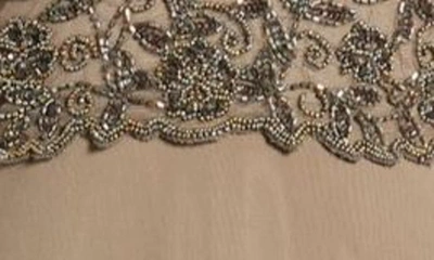 Pisarro Nights Beaded Bodice A-line Gown In Mocha