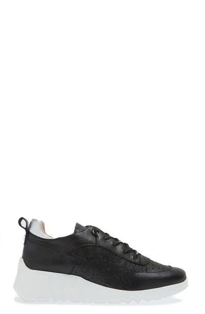 Shop Wonders Platform Wedge Sneaker In Black/ Silver