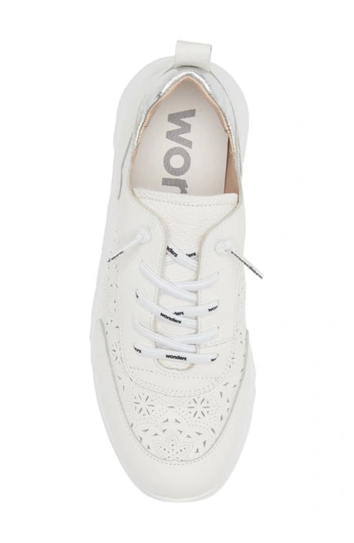 Shop Wonders Platform Wedge Sneaker In White/ Silver