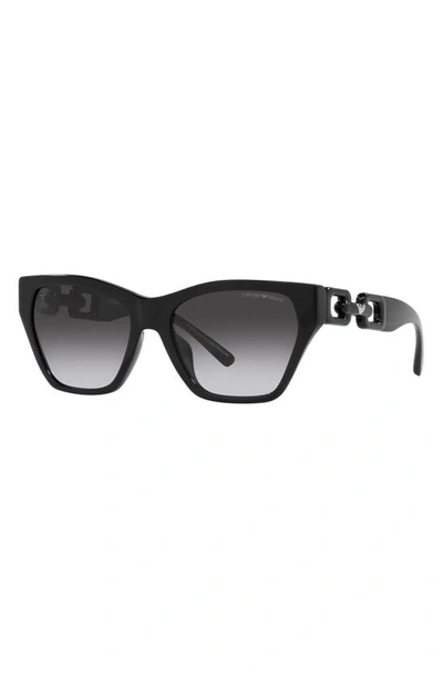 Emporio Armani 55mm Gradient Cat Eye Sunglasses In Shiny Black