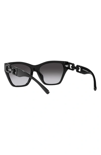 Shop Emporio Armani 55mm Gradient Cat Eye Sunglasses In Shiny Black