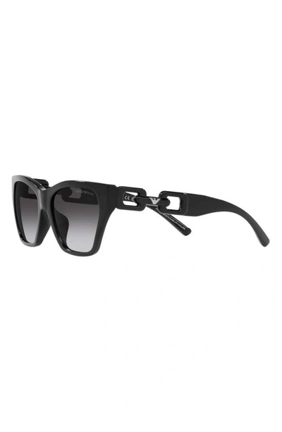 Shop Emporio Armani 55mm Gradient Cat Eye Sunglasses In Shiny Black