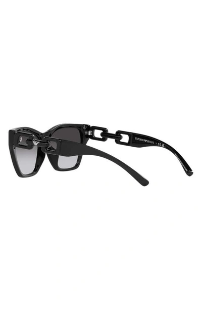 Shop Emporio Armani 55mm Gradient Cat Eye Sunglasses In Shiny Black