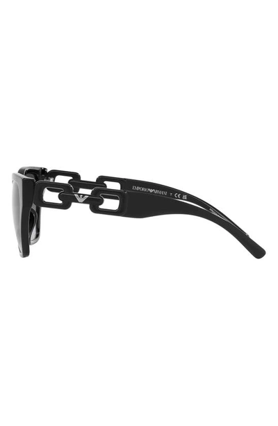 Shop Emporio Armani 55mm Gradient Cat Eye Sunglasses In Shiny Black