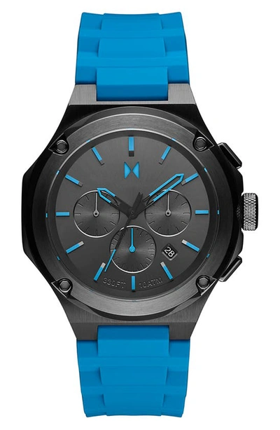 Shop Mvmt Watches Raptor Chronograph Silicone Strap Watch, 46.5mm In Blue Black