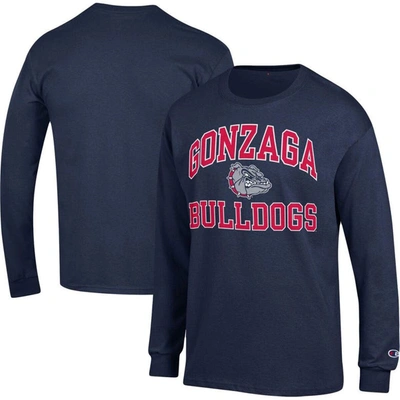Shop Champion Navy Gonzaga Bulldogs High Motor Long Sleeve T-shirt
