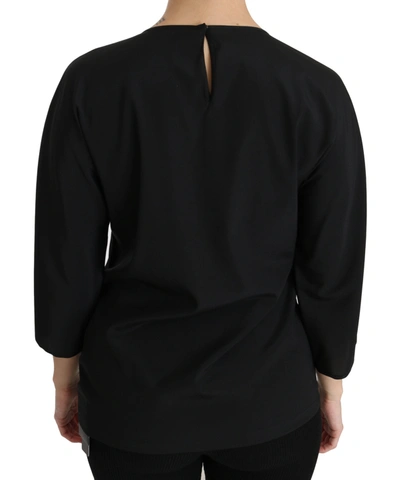 Shop Dolce & Gabbana Elegant Black Silk Stretch Embroidered Women's Top