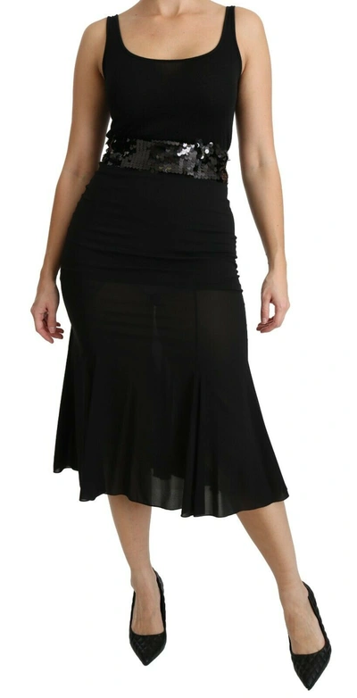 Shop Dolce & Gabbana Chic High Waist Black Silk Blend Women's Skirt