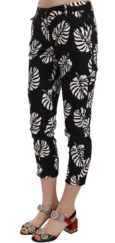 Shop Dolce & Gabbana Black Palm Leaf Print Skinny Women's Pants