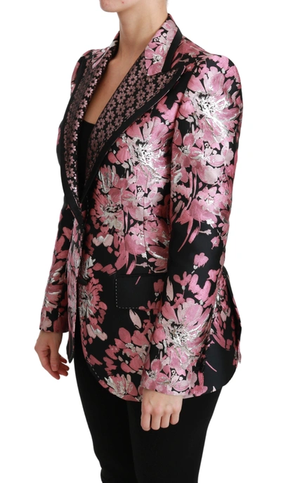 Shop Dolce & Gabbana Black Pink Jacquard Slim Fit Women's Blazer