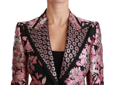 Shop Dolce & Gabbana Black Pink Jacquard Slim Fit Women's Blazer