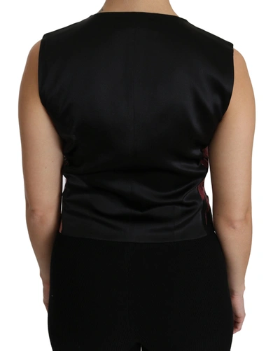 Dolce & Gabbana Elegant Floral Brocade Plunging Vest Top In Black