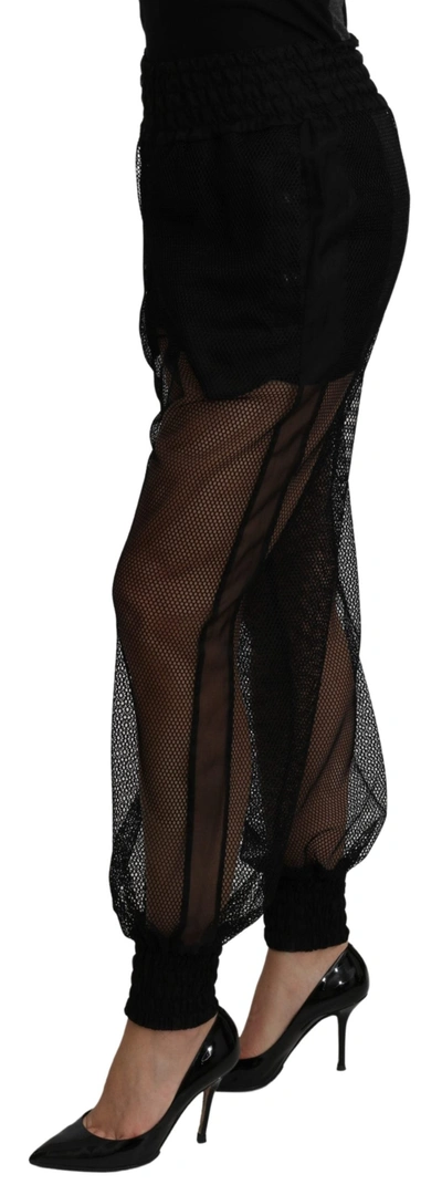 Dolce & Gabbana Black See Through Jogger Polyester Pants In Black