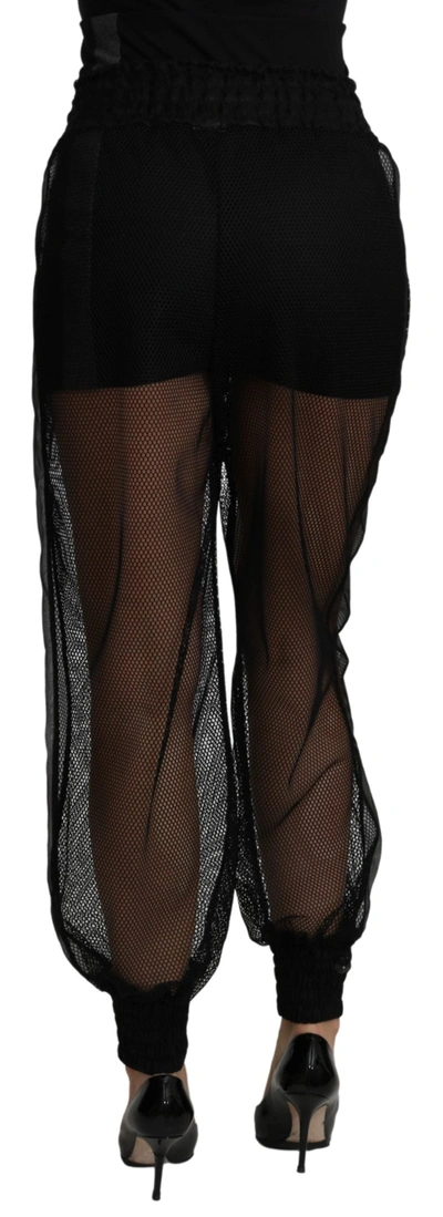 Dolce & Gabbana Black See Through Jogger Polyester Pants In Black