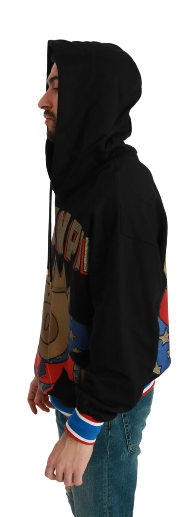 Dolce & Gabbana Black Sweater Pig Of The Year Hooded In Black