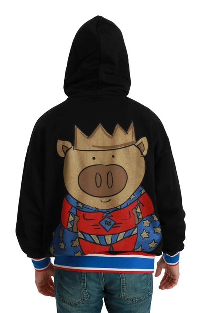 Shop Dolce & Gabbana Black Sweater Pig Of The Year Men's Hooded
