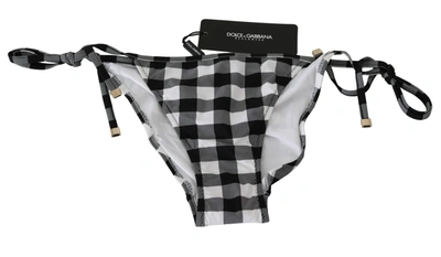 Shop Dolce & Gabbana Checkered Monochrome Bikini Women's Bottoms In Black/white