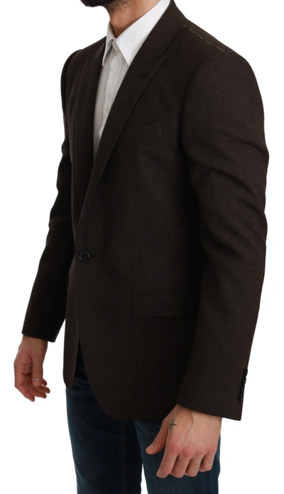 Dolce & Gabbana Black Single Breasted Formal Wool Blazer In Brown