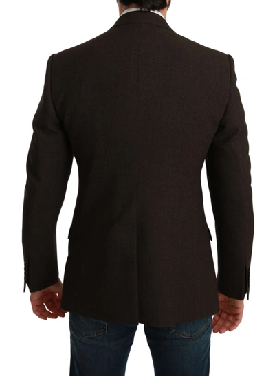 Dolce & Gabbana Black Single Breasted Formal Wool Blazer In Brown