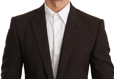 Dolce & Gabbana Black Single Breasted Formal Wool Blazer In Brown