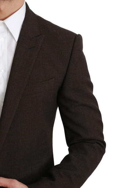Dolce & Gabbana Black Single Breasted Formal Wool Blazer In Brown