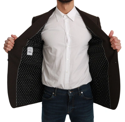 Dolce & Gabbana Black Single Breasted Formal Wool Blazer In Brown