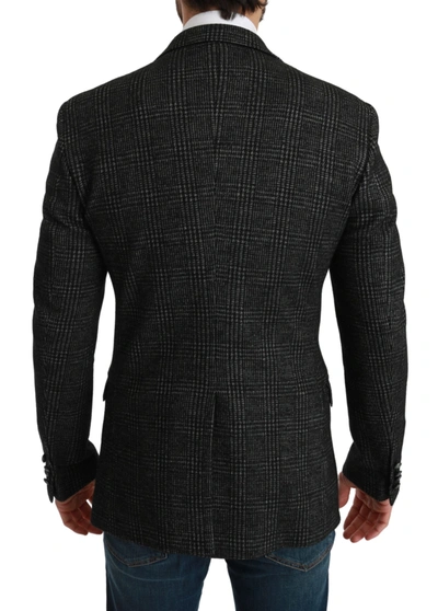 Shop Dolce & Gabbana Elegant Gray Plaid Slim Fit Men's Blazer