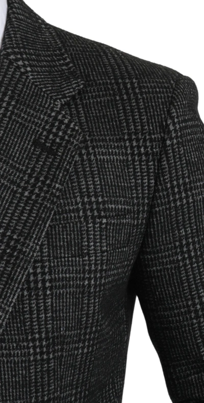Dolce & Gabbana Gray Plaid Check Wool Formal Jacket Blazer In Gray