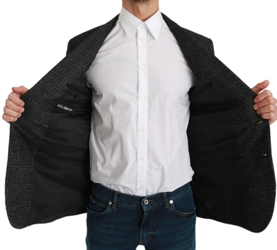 Dolce & Gabbana Gray Plaid Check Wool Formal Jacket Blazer In Gray