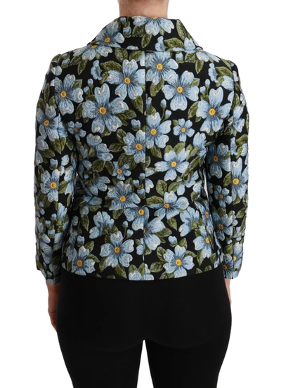 Shop Dolce & Gabbana Multicolor Floral Blazer Coat Polyester Women's Jacket In Black