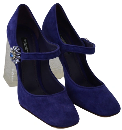 Shop Dolce & Gabbana Purple Suede Crystal Pumps Heels Women's Shoes
