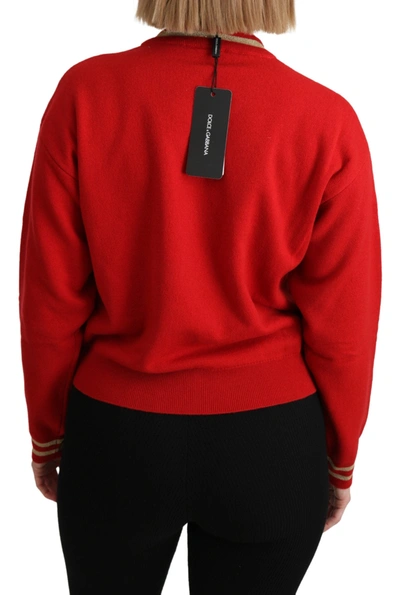 Dolce & Gabbana Crystal-embellished Metallic Intarsia Cashmere-blend Sweater In Red