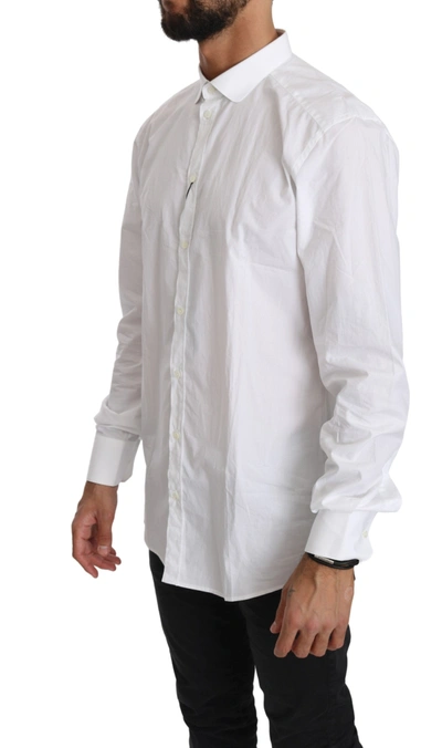 Shop Dolce & Gabbana Elegant White Cotton Gold Fit Men's Shirt