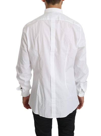 Shop Dolce & Gabbana Elegant White Cotton Gold Fit Men's Shirt