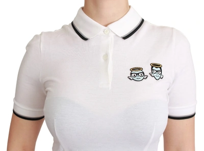 Shop Dolce & Gabbana White Cotton Polo #dgfamily Women's T-shirt