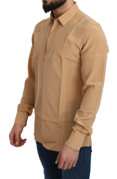 Dolce & Gabbana Elegant Yellow Silk Men's Formal Shirt In Yellow