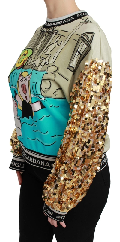 Dolce & Gabbana Year Of The Pig Sequined Top  Sweater In Multicolor