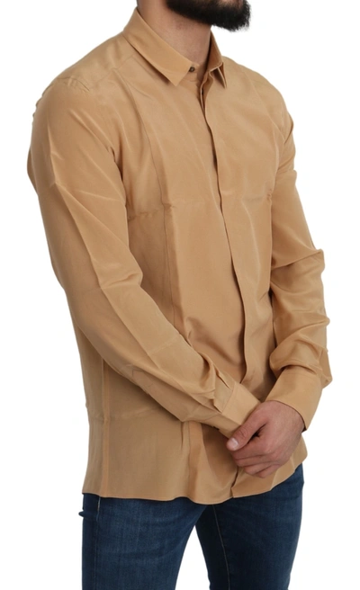 Dolce & Gabbana Elegant Yellow Silk Men's Formal Shirt In Yellow
